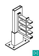 Détail de la fixation pour la clôture avec maille 100 x 50 h 28