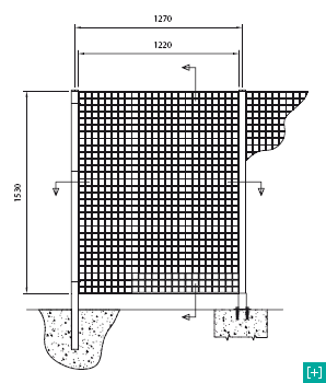 Clôture verticale avec vue de face pour la maille 50 x 50 h 15