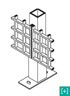 Détail de la fixation pour la clôture avec maille 50 x 50 h 15